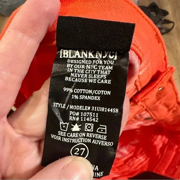 Blank NYC The Essex Classic Cut-Off Short Orange Tie-Dye Denim Size 27 NWT - Picture 6 of 8